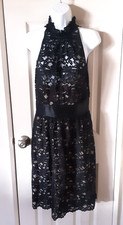 Banana Republic Black Lace Dress Full Nude Lining sz 4