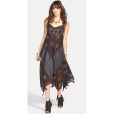 Free People Crossing Paths Tassel Trim Cotton Embroidered Maxi Dress Sz XS NWT