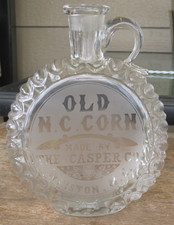 Old N. C. Corn Casper Whiskey Backbar Decanter Winston N.C. Fancy Glass