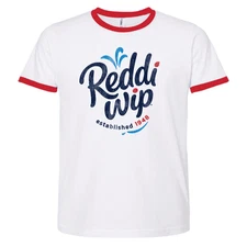 Official Reddi-wip® Logo Ringer T-Shirt – Retro Dessert Topping Tee | Vintage Wh