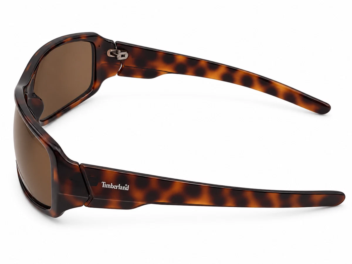 Timberland Tortoise Mens Plastic Rectangle Sunglass, Brown Lens TB7092 52E