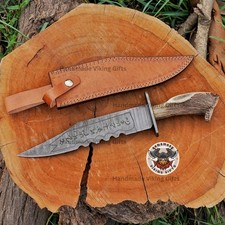 Supernatural Ruby Demon Knife Replica Damascus Steel Crown Antler Handle.