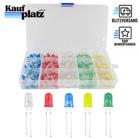Led Dioden Set 600PCS 3Mm Rundkopf 5 Farben Weiß Rot Gelb GrüN Blau FüR Basteln