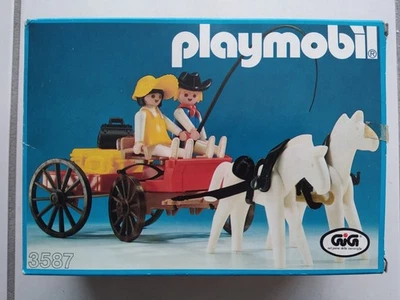 3587 PLAYMOBIL WESTERN VINTAGE : Chariot / Charrette / Cowboys (1993 - 1987 V.1) - Photo 1/4