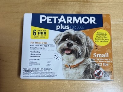 PetArmor Plus for Small Dogs 5-22 lbs Flea Ticks 6 Doses Double Factory Sealed