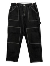 Refuge Jeans Womens XL Black High Rise Straight Leg Carpenter Utility Stretch