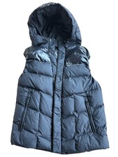 Armani Exchange black puffer vest with a hood.