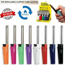 Clipper Tube Lighter Long Refillable Oven Barbecues Gas  Cookers Candles Fire UK