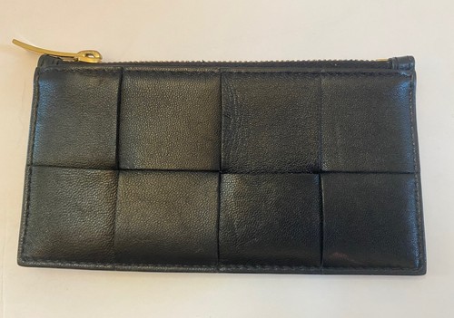 Bottega Veneta Cassette Credit Card Case In Black Leather Coin Purse Slim Wallet