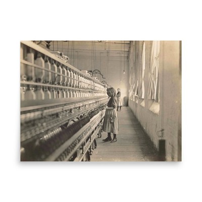 Vintage Lewis Hine Cotton Mill Worker Photo Wall Art Print