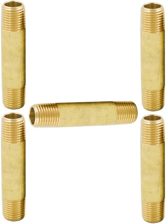 Legines Brass Pipe Fitting Long Nipple, 1/8" NPT Male 1/8 Inch, 1-1/2" Length 
