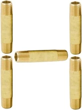 Legines Brass Pipe Fitting Long Nipple, 1/8" NPT Male 1/8 Inch, 1-1/2" Length 