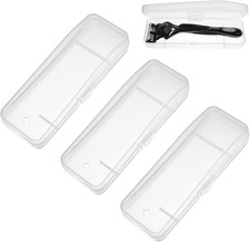 3 Pack Transparent Manual Razor Travel Case Portable Shaver Holder Storage Box