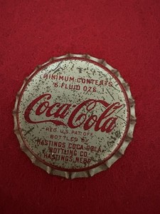 Coca Cola Cork Lined Soda Bottle Cap; Hasting, Nebraska