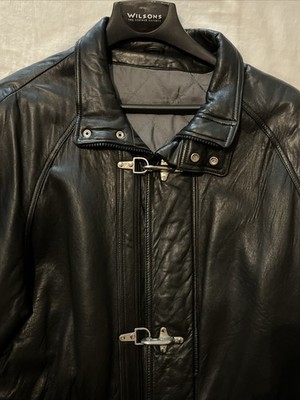 90's Wilson's Leather Jacket Coat Mens XL XXL? Black Clip Zipper
