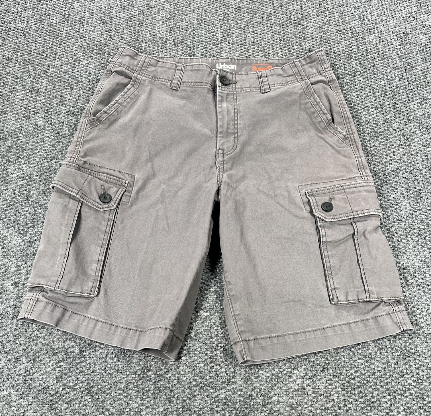 Urban Pipeline Super Flex Cargo Shorts 34 Gray Stretch Hits At Knee Work Utility