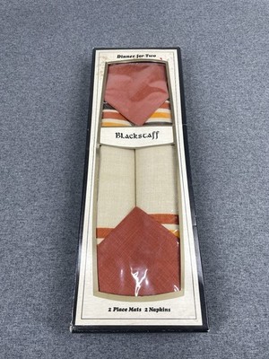 Vintage Blackstaff Pure Irish Linen Elce 2 Tischset & 2 Servietten Natur Verpackt