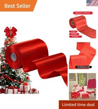4 Inch x 22Yards Wide Red Satin Ribbon Solid Fabric Large Ribbon for Cutting ...