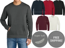 Mens Super Soft Front Pocket Cozy Warm Fleece Crewneck Sweatshirt XS-3XL NEW!