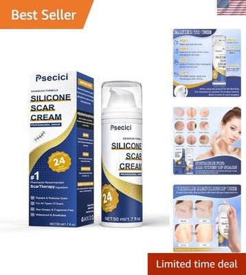 Advanced Silicone Scar Cream for Fast Healing of Surgical, Acne & Burns 1.7 oz