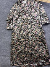 Vintage Christian Dior Gown Womens Large Black Multicolor Floral Satin Kaftan