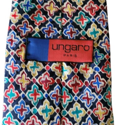 Ungaro Paris Krawatte Reine Seide Bunte Kreuze Made In Italy virtuoses Farbspiel