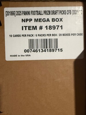 2025 Panini Prizm Football CFB Factory Sealed 20 Box Mega Case