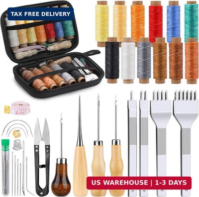 MORFEN 56Pcs Leather Stitching Punch Kit, Sewing Kit with 4mm Prong Sewing Hole