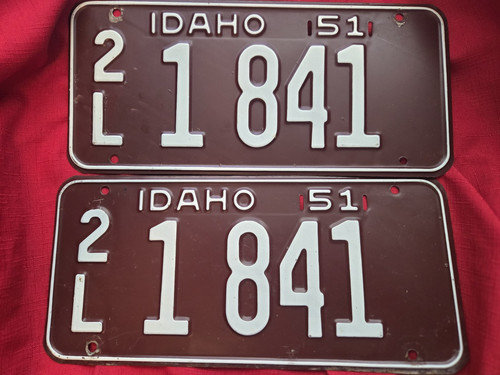 1951 Idaho License Plates Pair 2L 1841