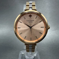 Kate Spade Holland Watch Women 34mm Rose Dial Two Tone Round New Battery