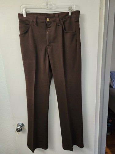 Vintage 70s LEE Pearl Snap Western 2 Pc Leisure Brown Shirt Jacket Pants 30x29 - Picture 7 of 12