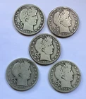 Five S Mint Silver Barber Half Dollars