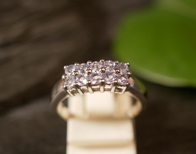 Hübscher 925 Sterling Silber Ring Zwei Reihe Zirkonia Lila Flieder Harry Ivens