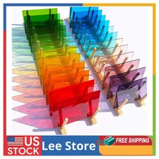 LITMIND 24 Sheets Transparent Stained Glass Pack 6x4 Inch Rainbow Art DIY Craft