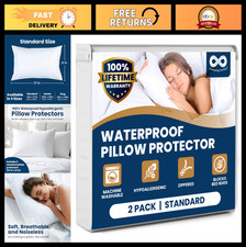 Waterproof  Stain Resistant Pillow Protectors Set of 2 - Bed Bug  Dust Mite Pr