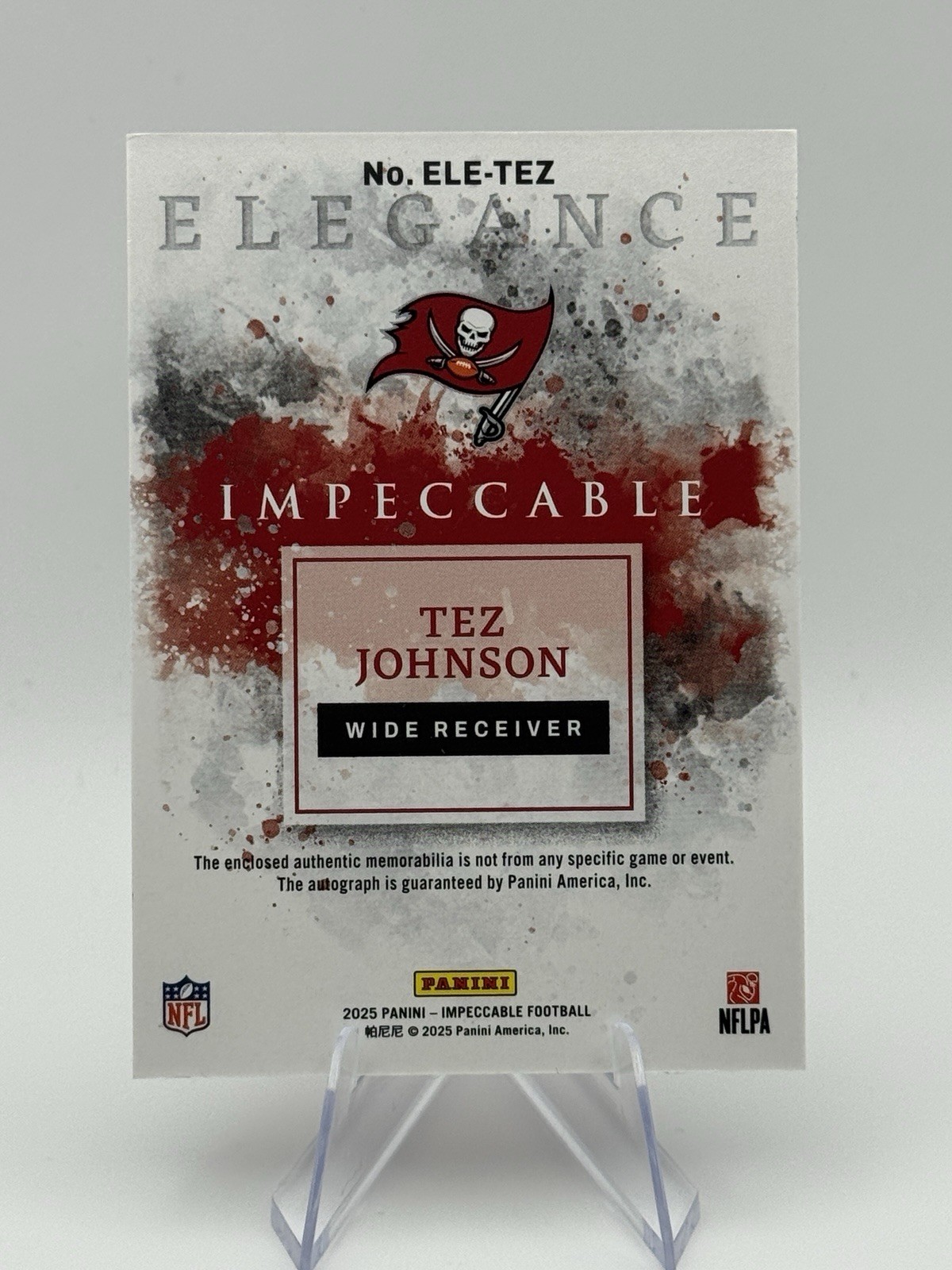 Panini Impeccable Elegance Tez Johnson RC Auto Patch /99 #ELE-TEZ view 2