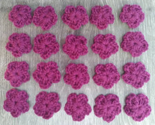 Crochet Small Flower Applique Set of 20 Scrapbook ,Cardmaking,Crafts Mulberry