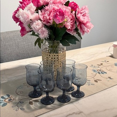 Connoisseur by Libbey Dusky Blue Tulip Set of 6 Wine Glasses 5 1/2''