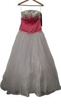 Prom Frocks Bridesmaid / Prom Dress Size 10 Pink White Beaded Gown BNWT Preloved