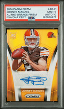 2014 Panini Prizm Johnny Manziel Orange Rookie Auto /75 PSA 9 10 POP 1