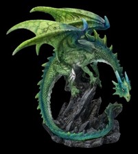 Drachenfigur grün - Clifftop Dragon | Fantasy Dekofigur Drache 21cm