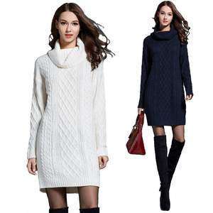 Chouyatou-Women-039-s-Oversize-Long-Section-Turtleneck-Sexy-Warm-Sweater-Dress