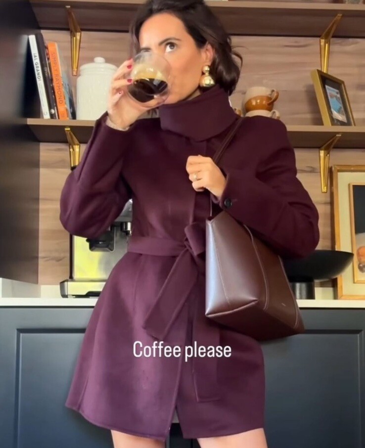 新品未使用！ ZARA ザラ 襟レザー ウールコート バーガンディ ワイン M ZARA WOMAN NWT $169 WOOL BLEND COAT ZW COLLECTION BURGUNDY | 8491