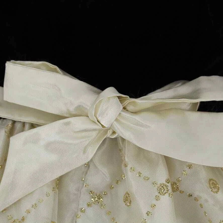 American Princess 24 Months Velvet Tulle Party Dress Birthday Black Gold Cream - Image 4 of 4