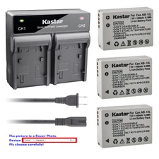 Kastar Battery Rapid Charger for Canon OEM NB-10L NB-10LH & Canon Genuine CB-2LC