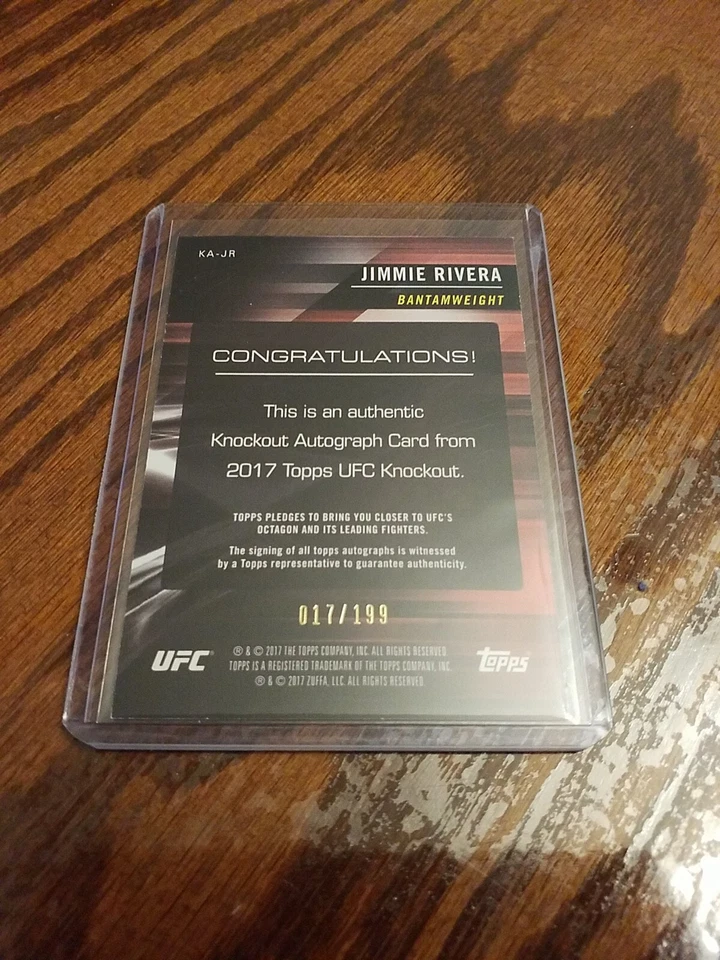 2017 Topps UFC Knockout Autograph Insert Card #017/199 Jimmie Rivera #KA-JR Auto - Image 2 of 3