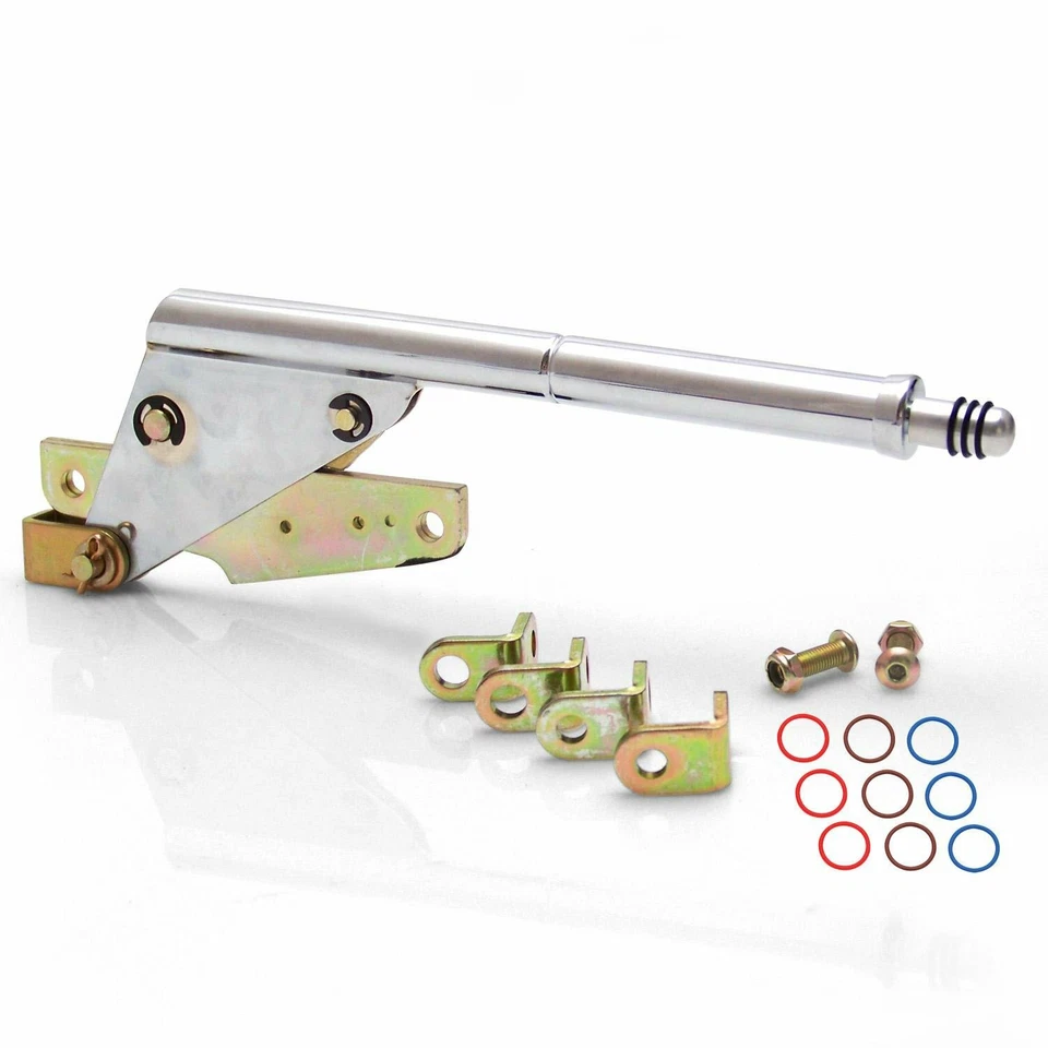 Chromed Emergency Parking Brake w Tan Boot Black Trim Ring for GM or Ford Disc - Image 3 of 4