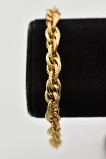Vintage Chain Bracelet  Rope Gold Twist Linked Chunky Statement NOS 90s BinA18