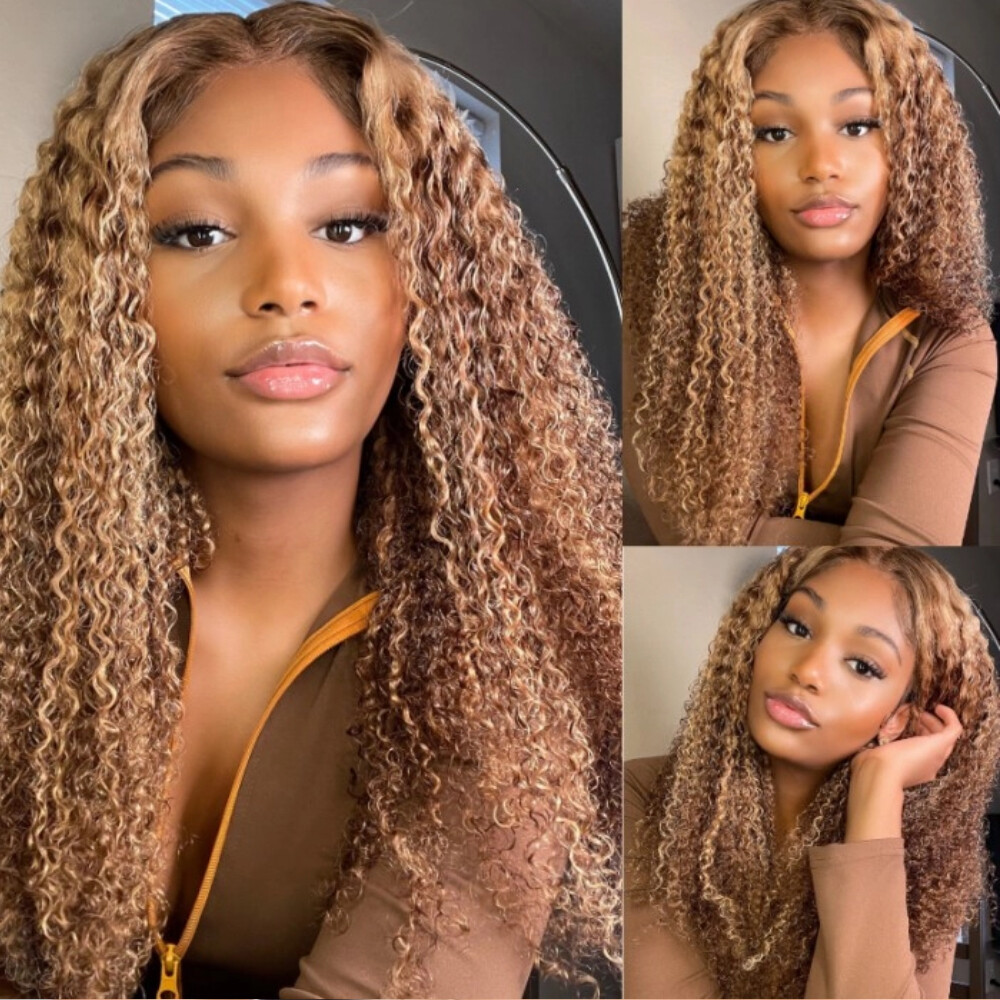 Blonde ombré curly Swisslace Lacefront wig 2020 Blonde Ombre Curl Lace Front Wig - Etsy main image 2