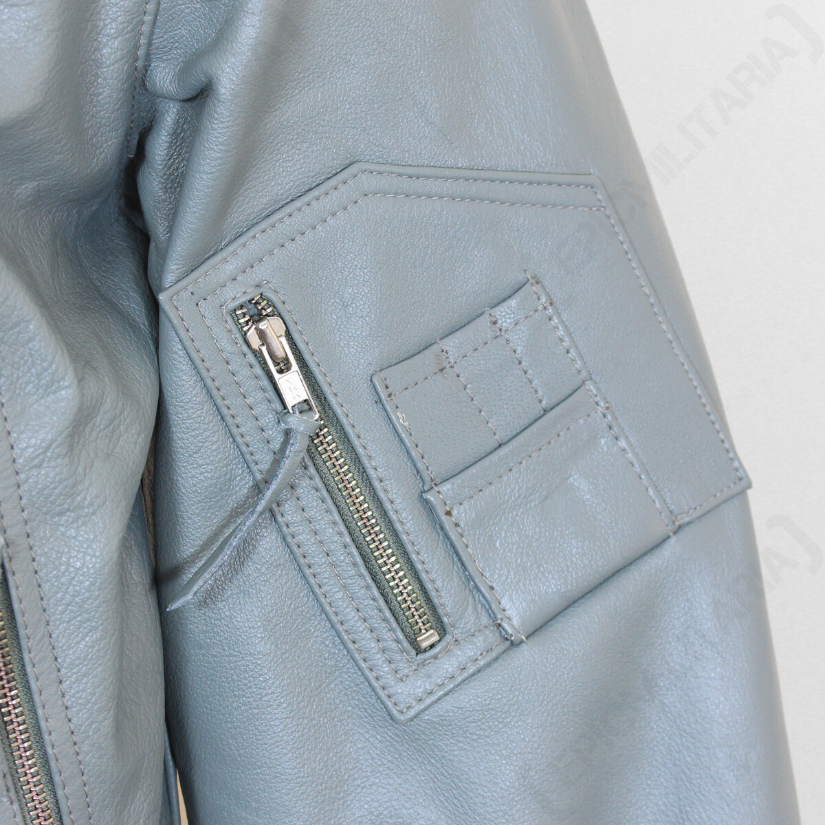German Grey Leather Pilot Flight Jacket - Repro Military